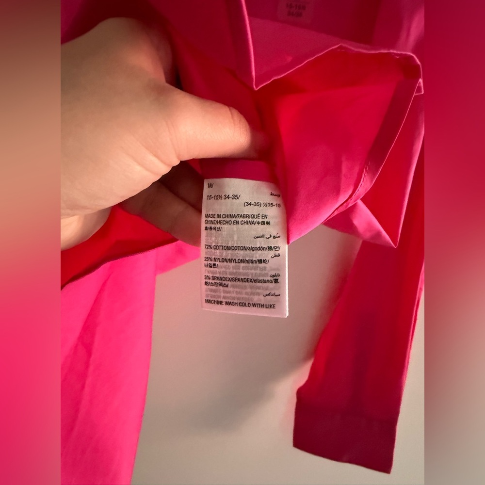 Alfani Slim Fit Pink Dress Shirt Men’s Medium NWT Stretch Button Down - Picture 4 of 5